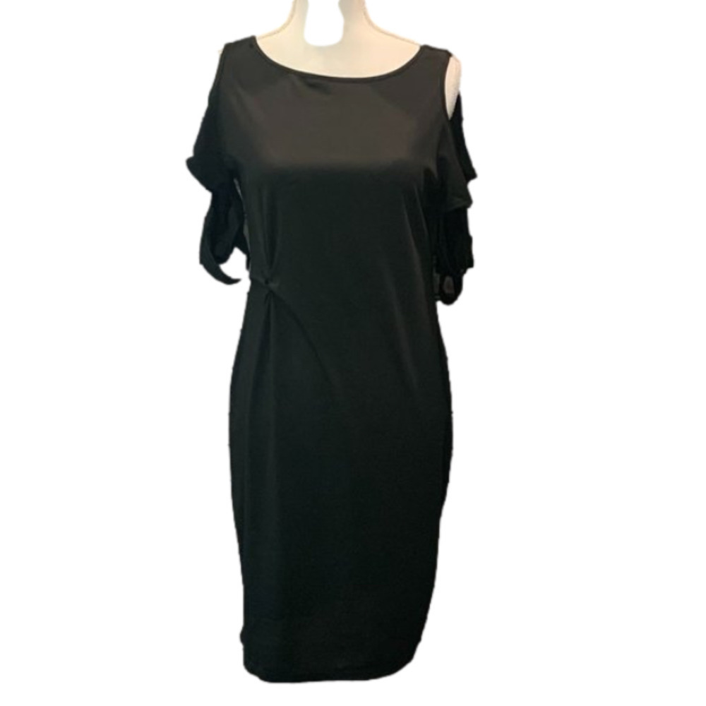 Black Sheath Cold Shoulder Stretch Slim Fit Dress NWOT